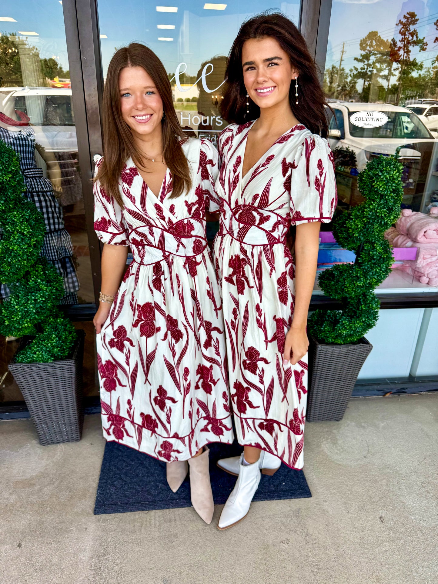 Becca Burgandy Floral Midi Dress