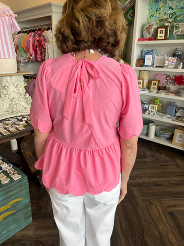 Scalloped Tie Top: Pink