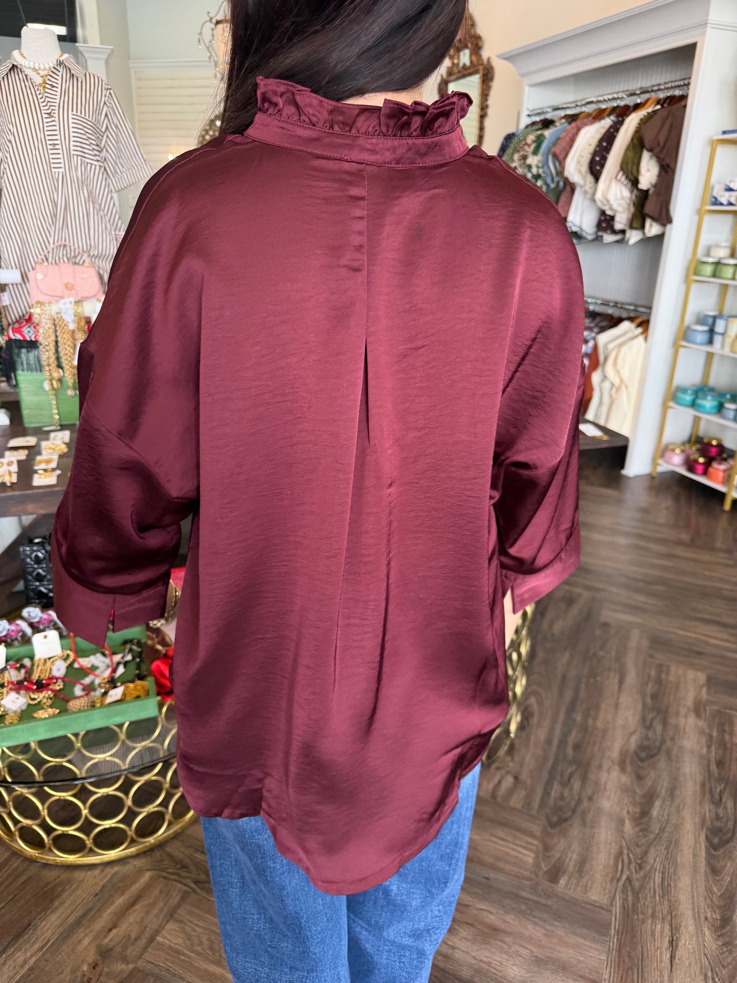 Burgandy Bliss Satin Top