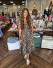 Floral Variety Midi Dress-Brown