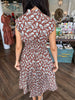 Brown and Blue Floral Zip Dress
