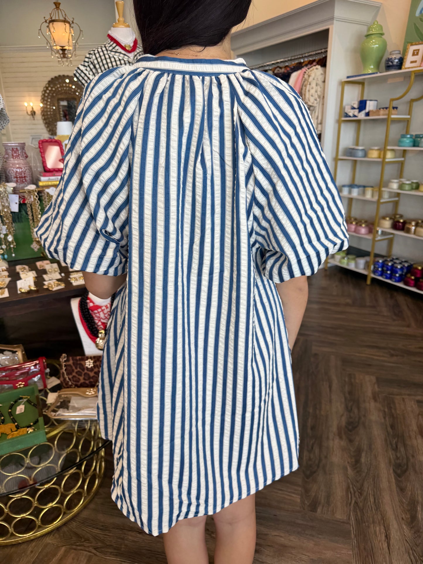 Simply Striped Dress:Blue
