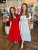 Flirty Eyelet Maxi Dress: Red