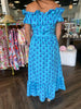 Blue Beauty Off The Shoulder Midi Dress