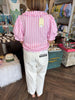 Girly Collar Stripe Blouse: Pink