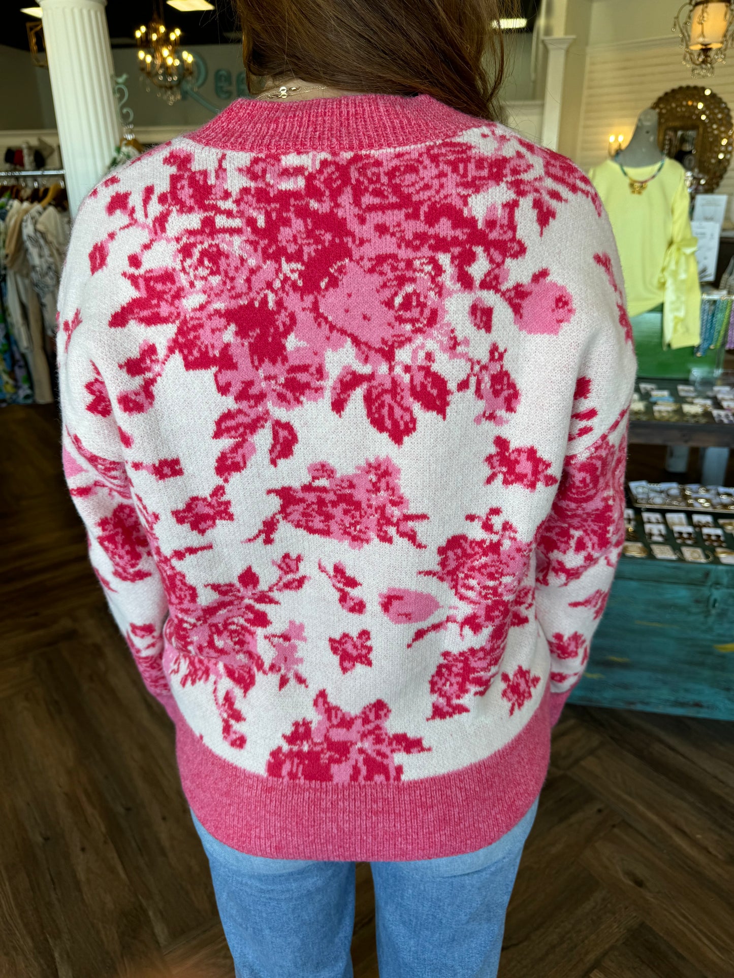 Obsessed Flower Sweater: Pink