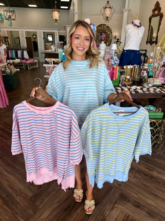 Sweet Stripe Oversized Tops