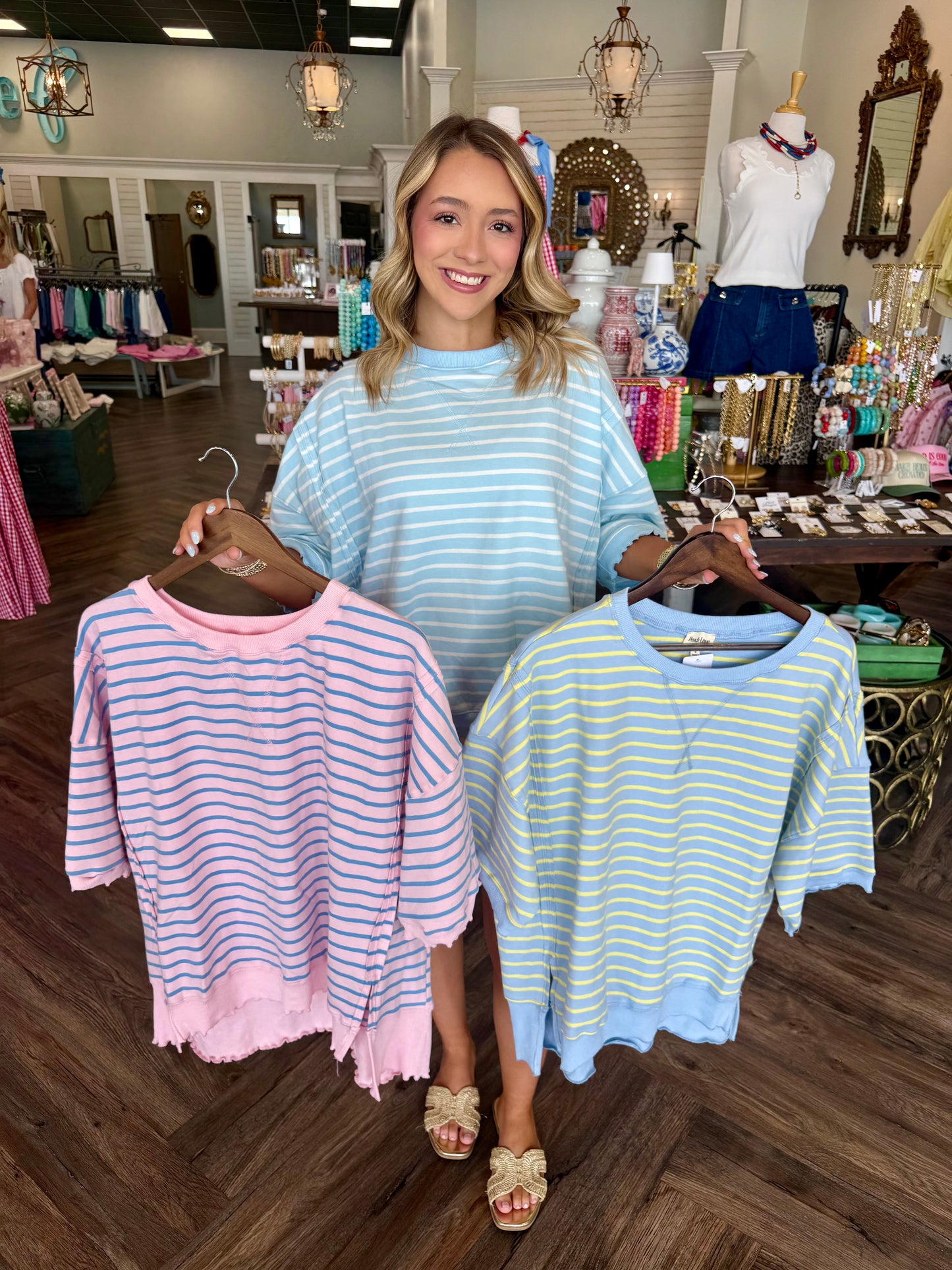 Sweet Stripe Oversized Tops