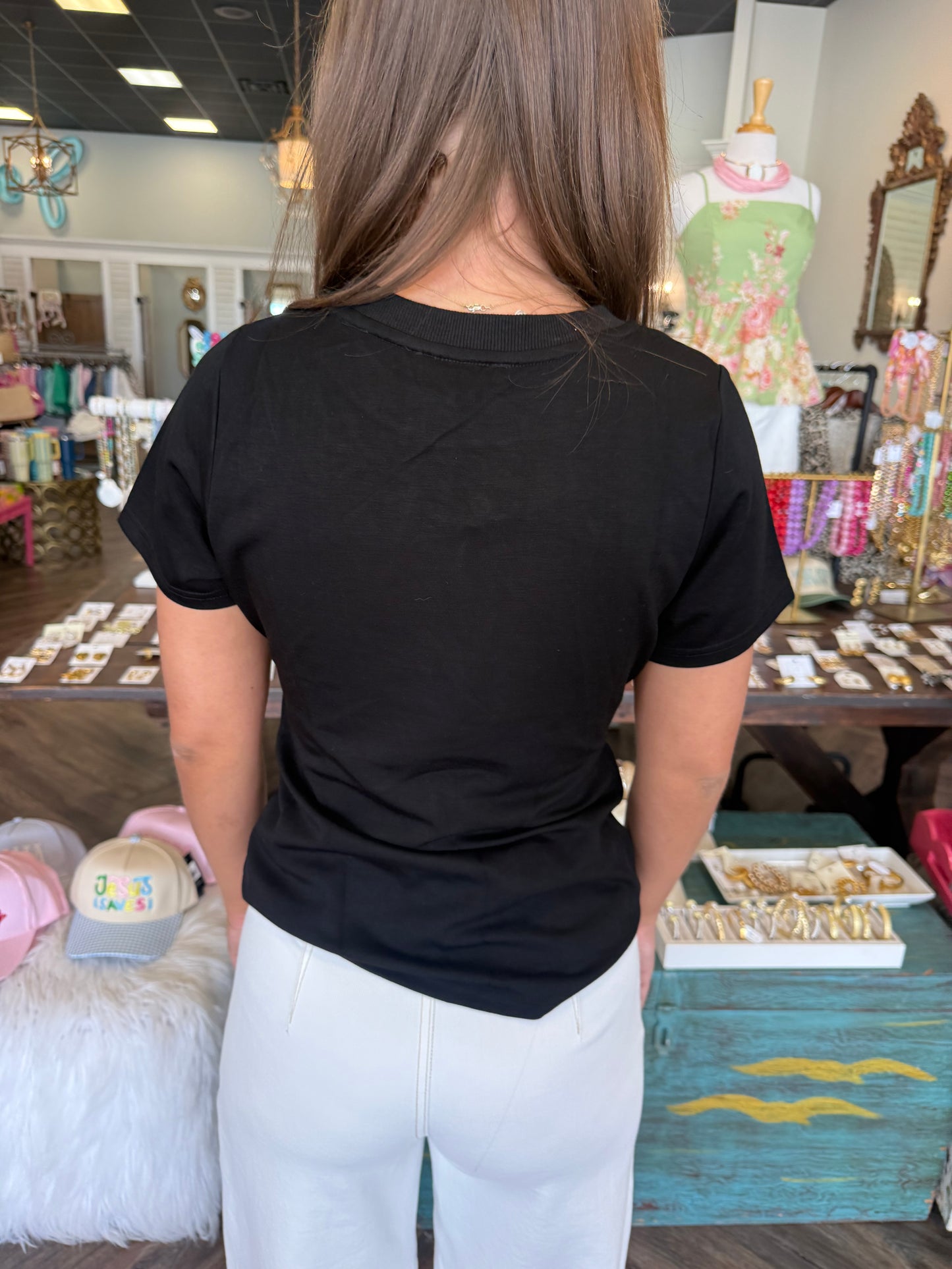 Gold Side Tie Top: Black