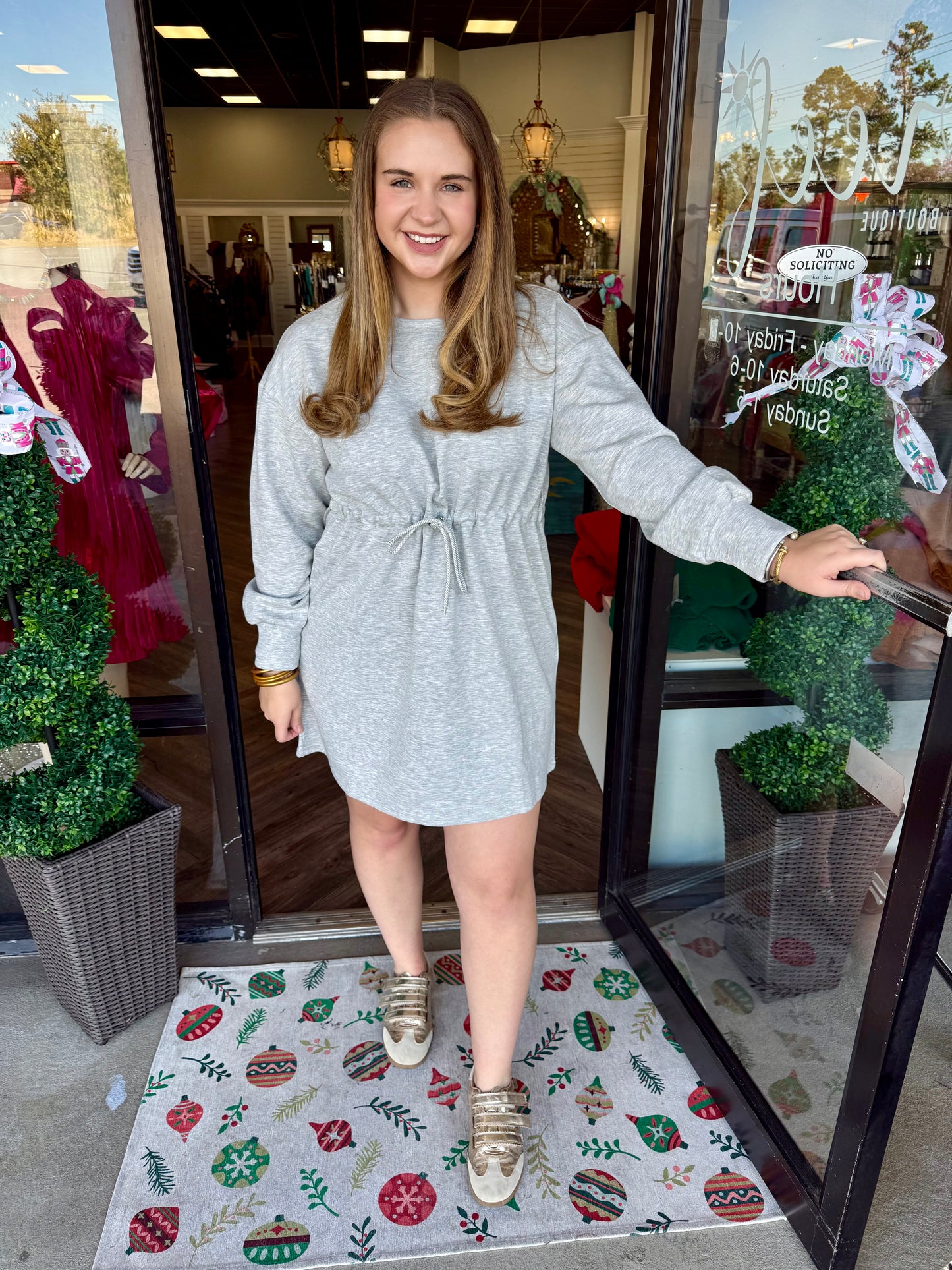 Jodi Drawstring Dress: Grey