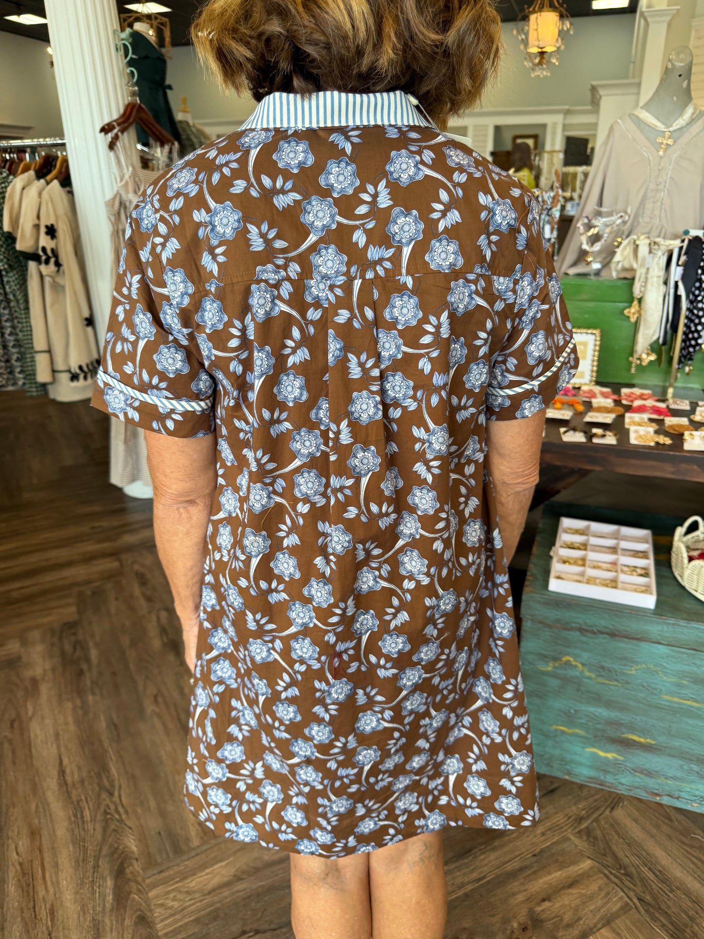 Vivienne Brown and Blue Floral Dress