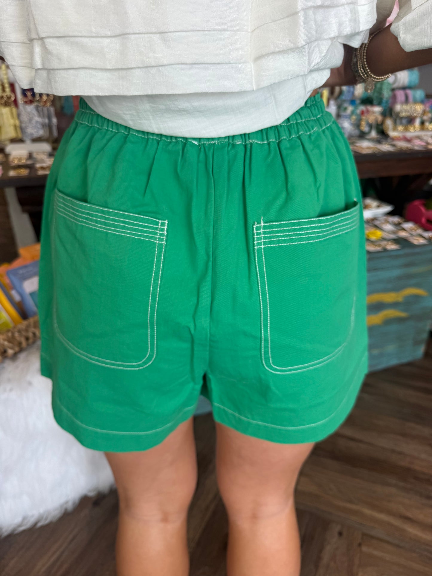 Boardwalk Drawstring Shorts: Green