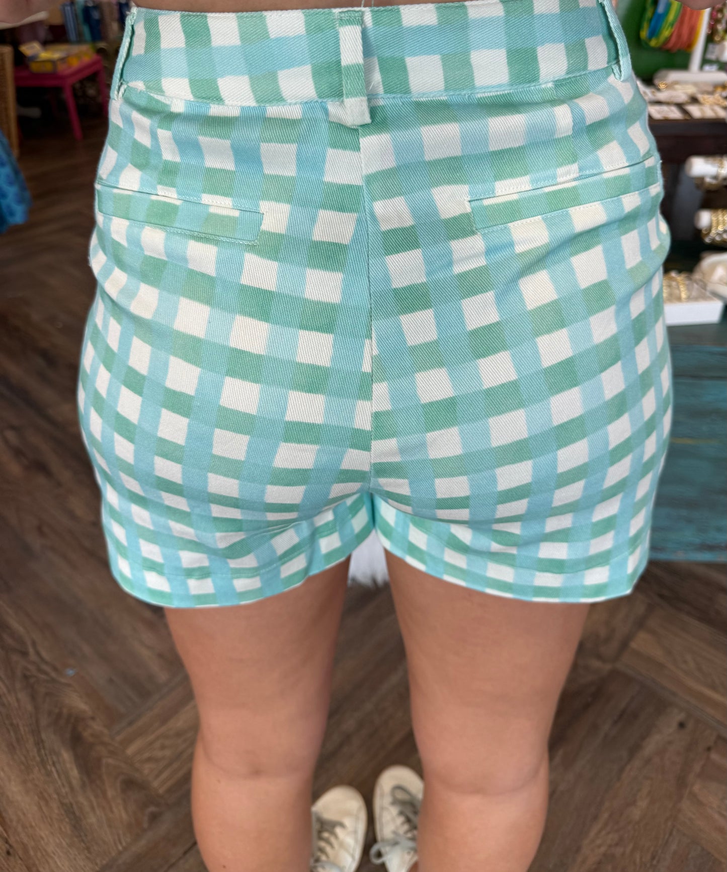 Aqua Horsebit Gingham Set
