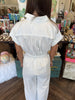 Collar Drawstring Blouse: White