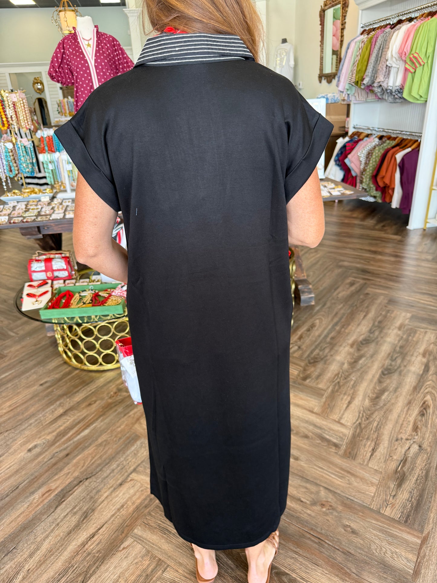 Scuba Stitch Midi Dress: Black