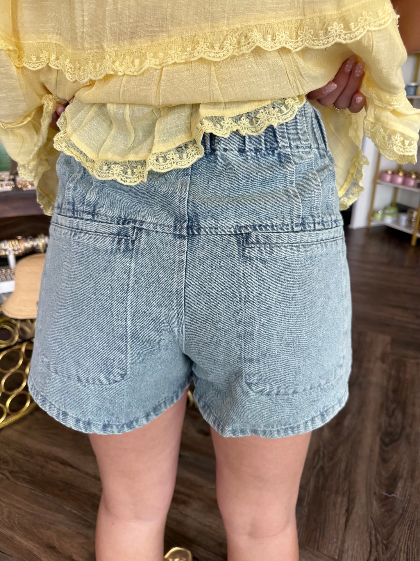 Button Down Denim Shorts
