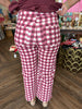 Gingham Check Pants: Burgandy