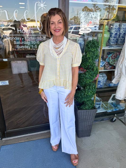 Gingham Girl Top: Yellow