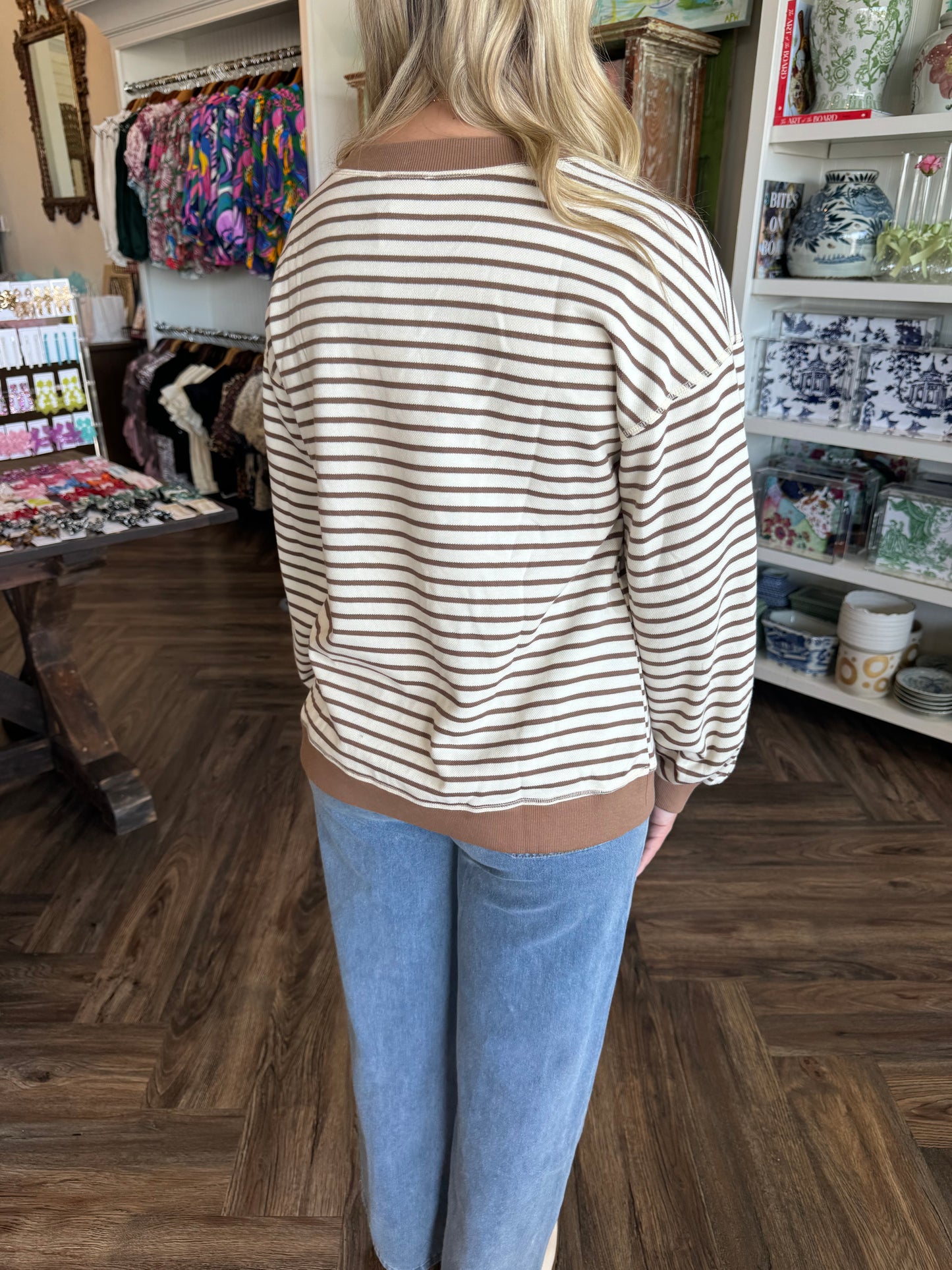 Casual Brown Stripe Top