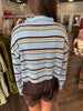 Rollneck Stripe Sweater: Brown