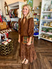 Brown Flower Eyelet Midi Dress