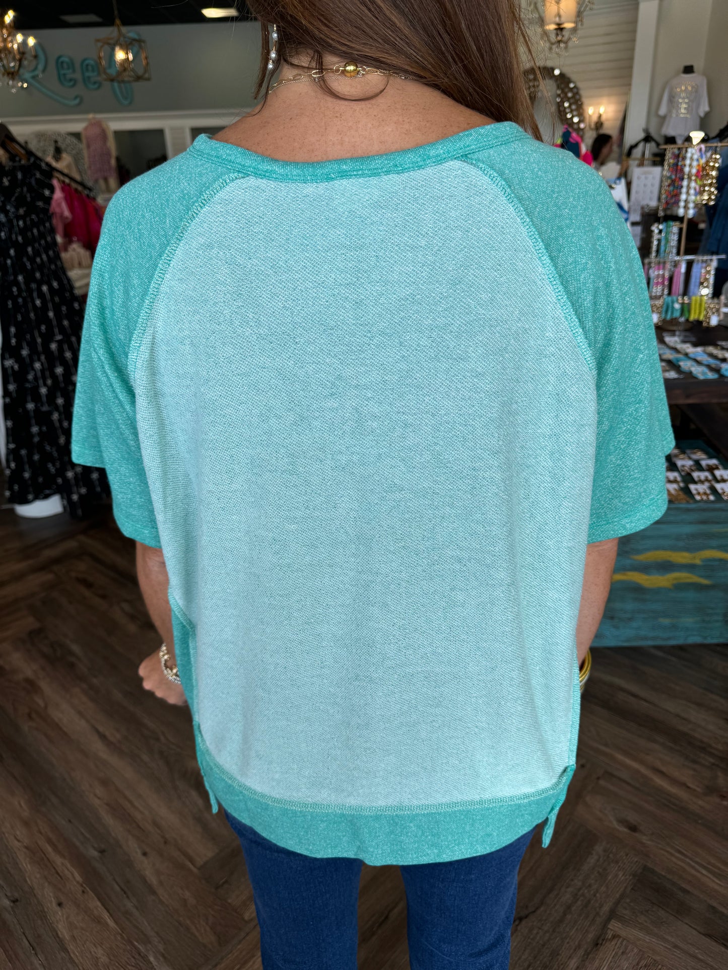 French Terry Block Top: Mint