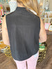 Glam Stand Collar Top: Black