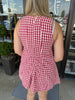 Gingham Babydoll Romper: Red