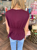 Pam Pleat Top: Burgundy