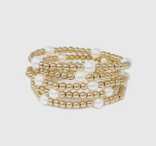 Gold Pearl Beaded Bracelet