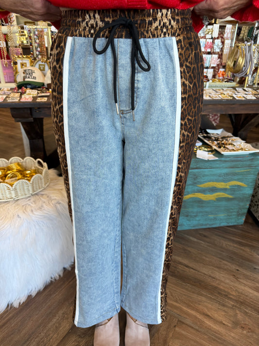 Leopard Denim Pants