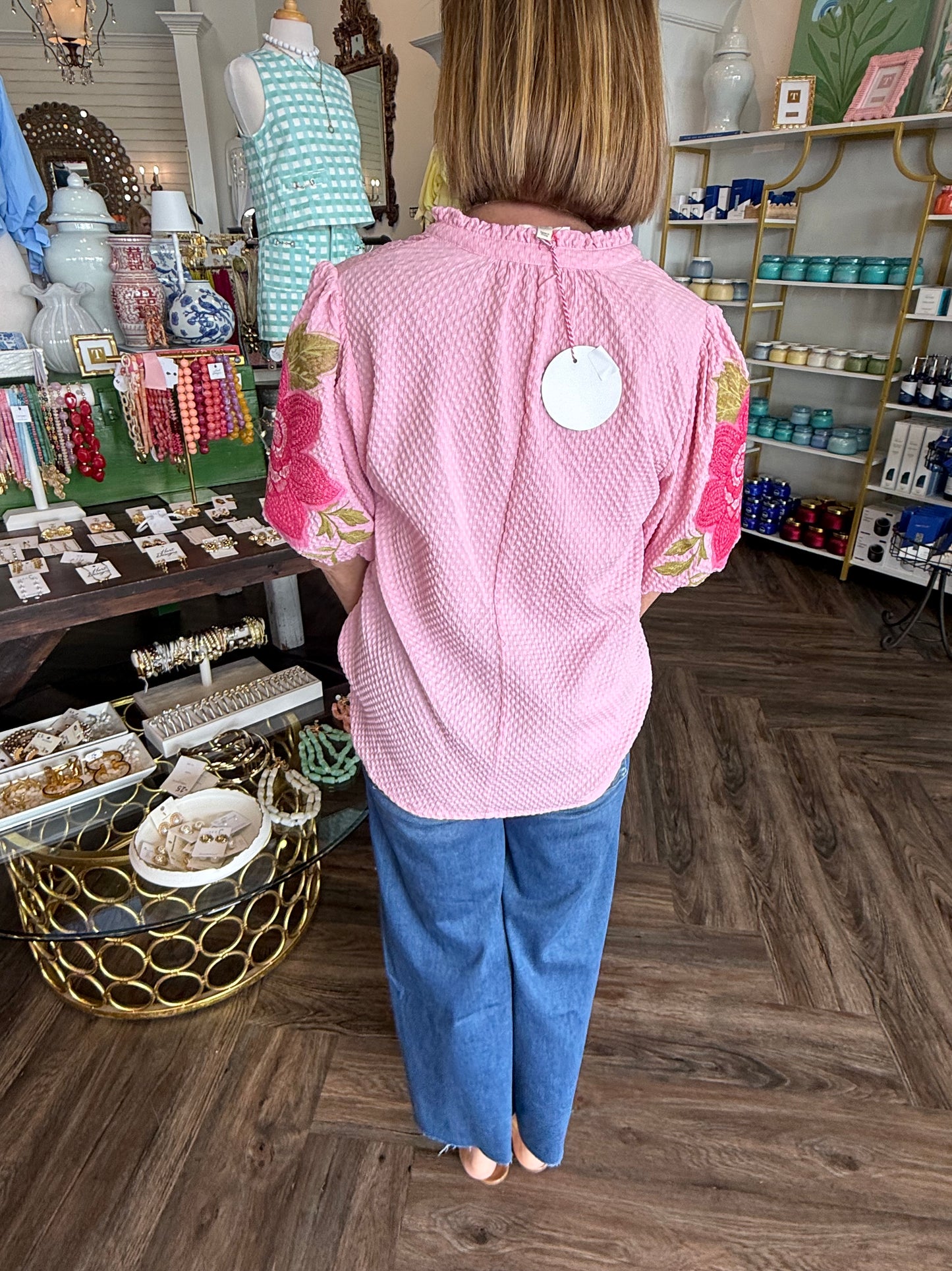 Embroidered Light Pink Blouse