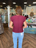 Rustic Gathered Knit Top: Burgandy