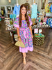 Floral Striped Belted Midi Dress: Pink