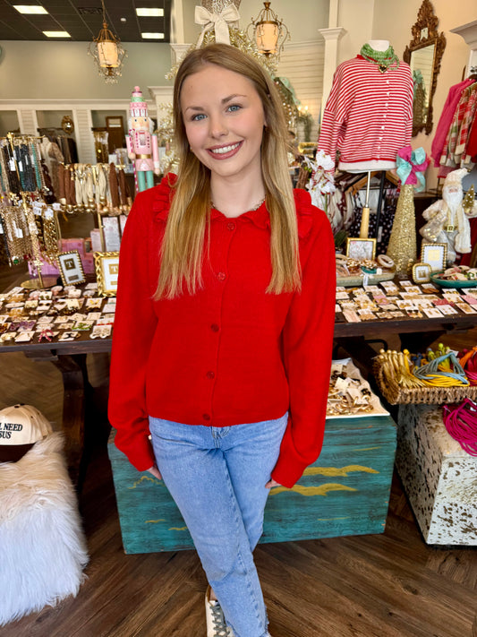 Frilly Girl Sweater: Red