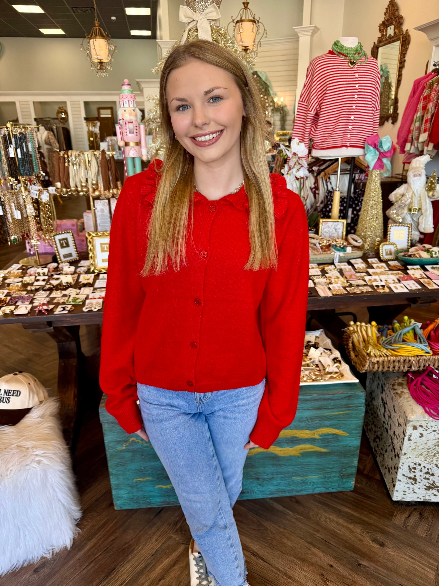 Frilly Girl Sweater: Red