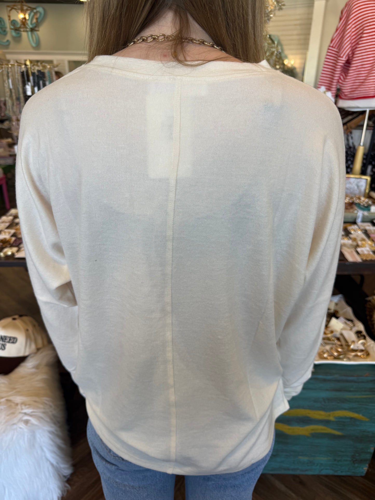 Center Seam Top: Cream