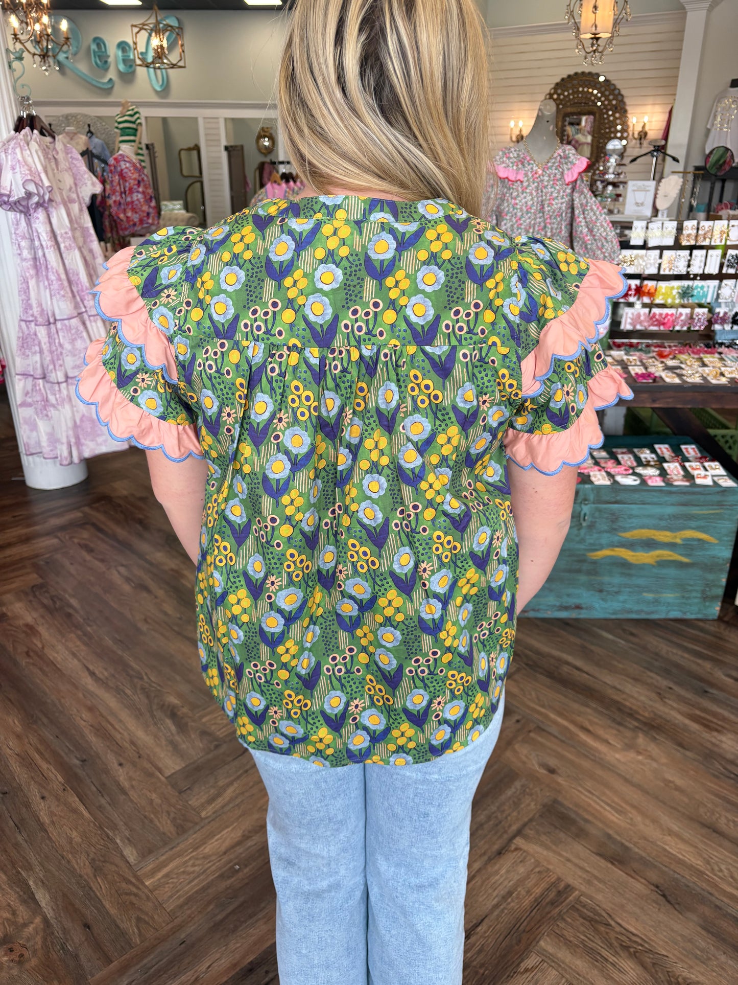 Funky Flower Scallop Top