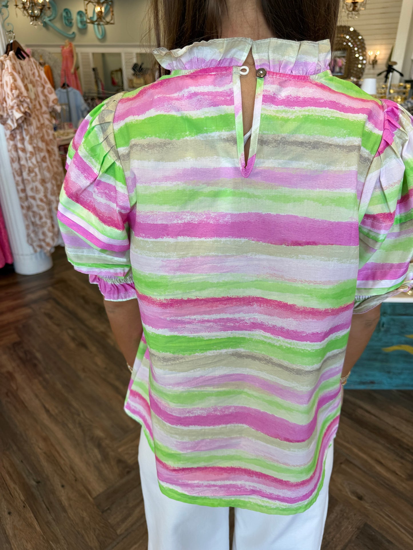 Watercolor Stripe Top: Pink