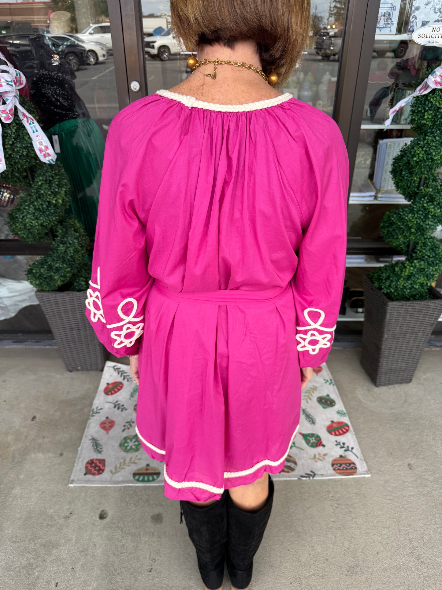 Magenta Braid Trim Dress