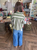 Evergreen Crush Bubble Top: Striped