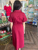 Clara Bow Midi Dress: Burgandy