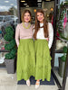 Olive Ruffle Midi Skirt