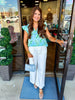 Mary Square Lydia Top: Blue Trellis Tiles