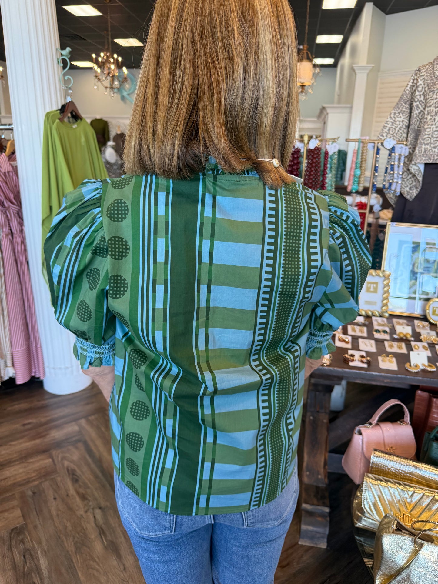 Geometric Blue Top