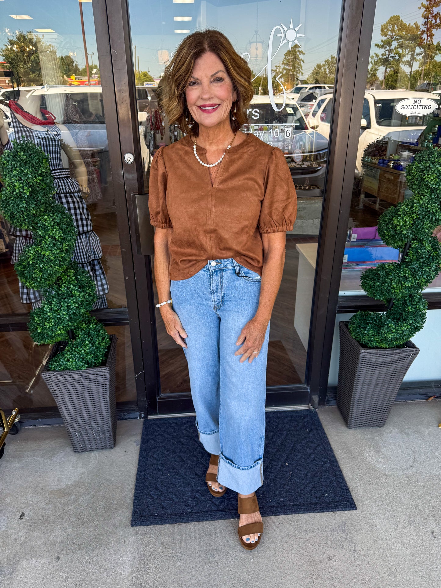 Soft Suede Top: Camel