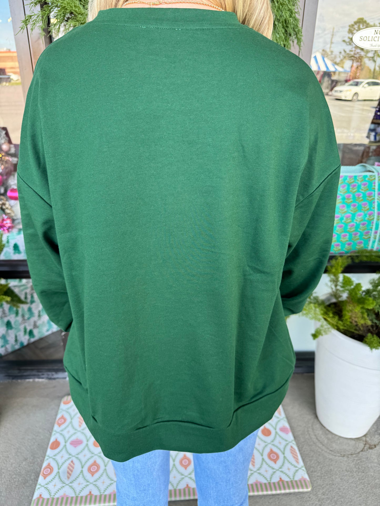 Sequin Nutcracker Pullover: Green