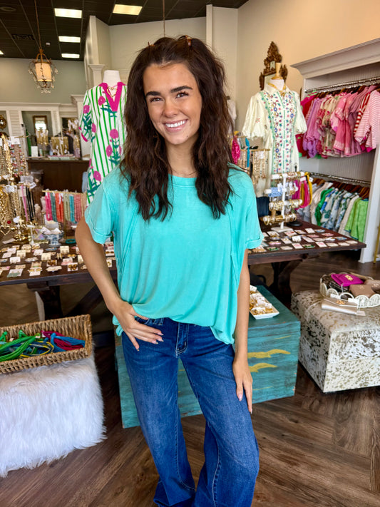 Ribbed Softy Tee: Mint