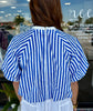 Striped Bubble Hem top: Blue