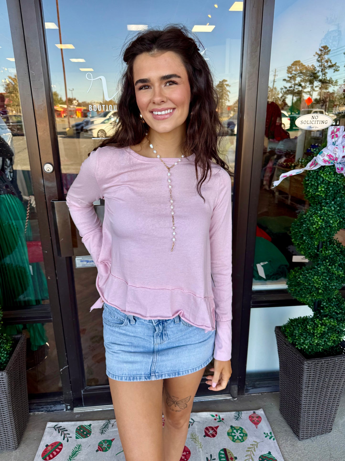 Pink Long Sleeve Top: Pink